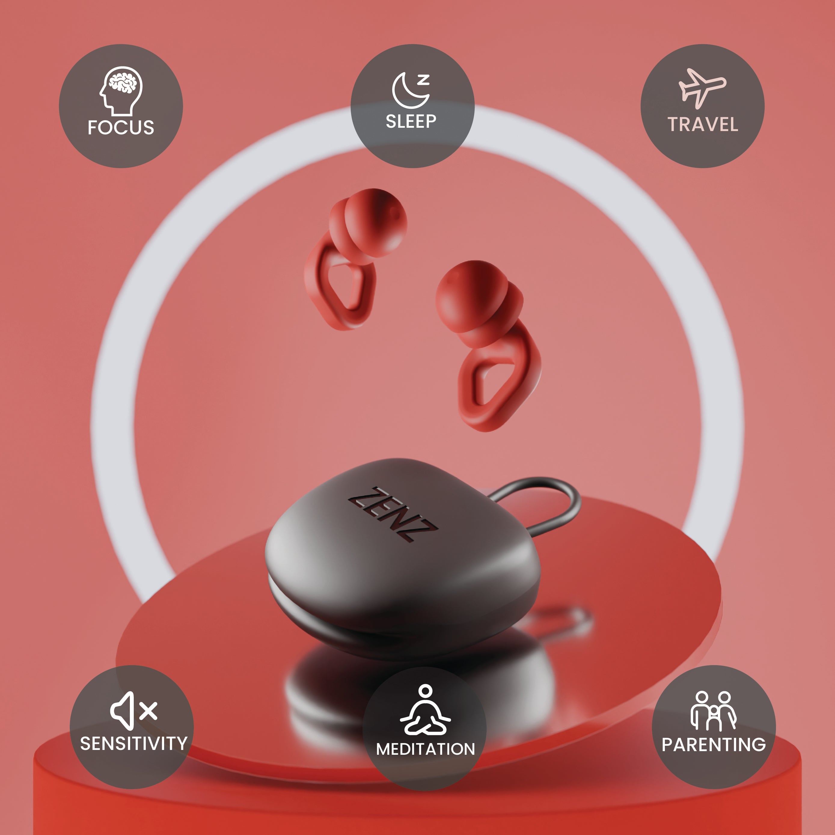 ZENZ - Unwind Pro Earplugs - Fiery Red